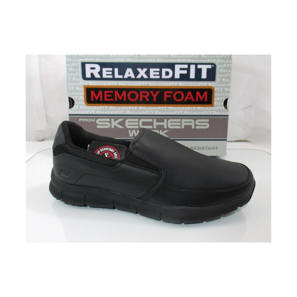 Men's Skechers Work Nampa Groton Relaxed Fit Slip Resistant Shoes Black Size 11